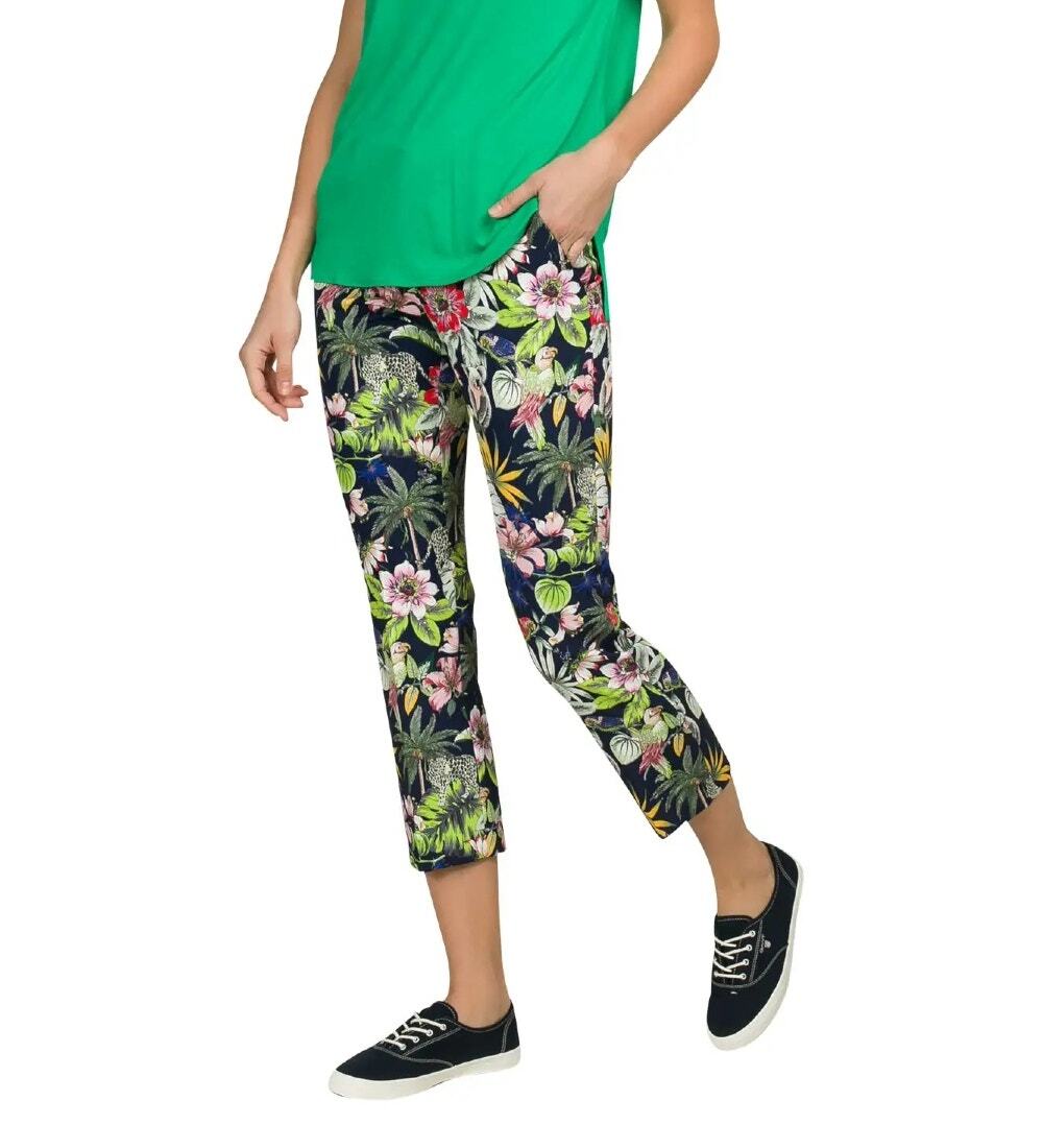 Raffaello Rossi Trousers Multicolor Jungle Floral Mid Rise Straight Leg 38 US 8